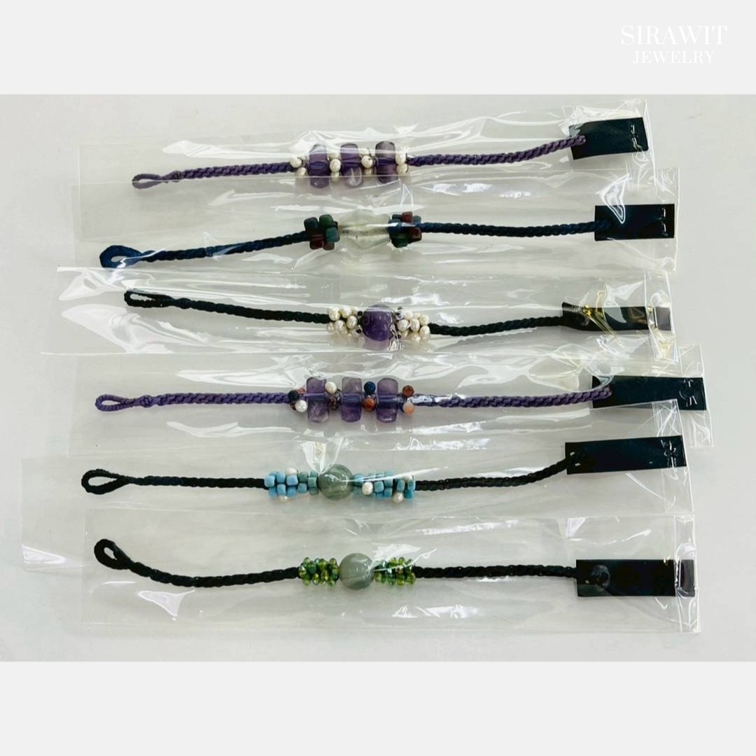 สร้อยข้อมือเชือกถักพลอยแท้หินแท้