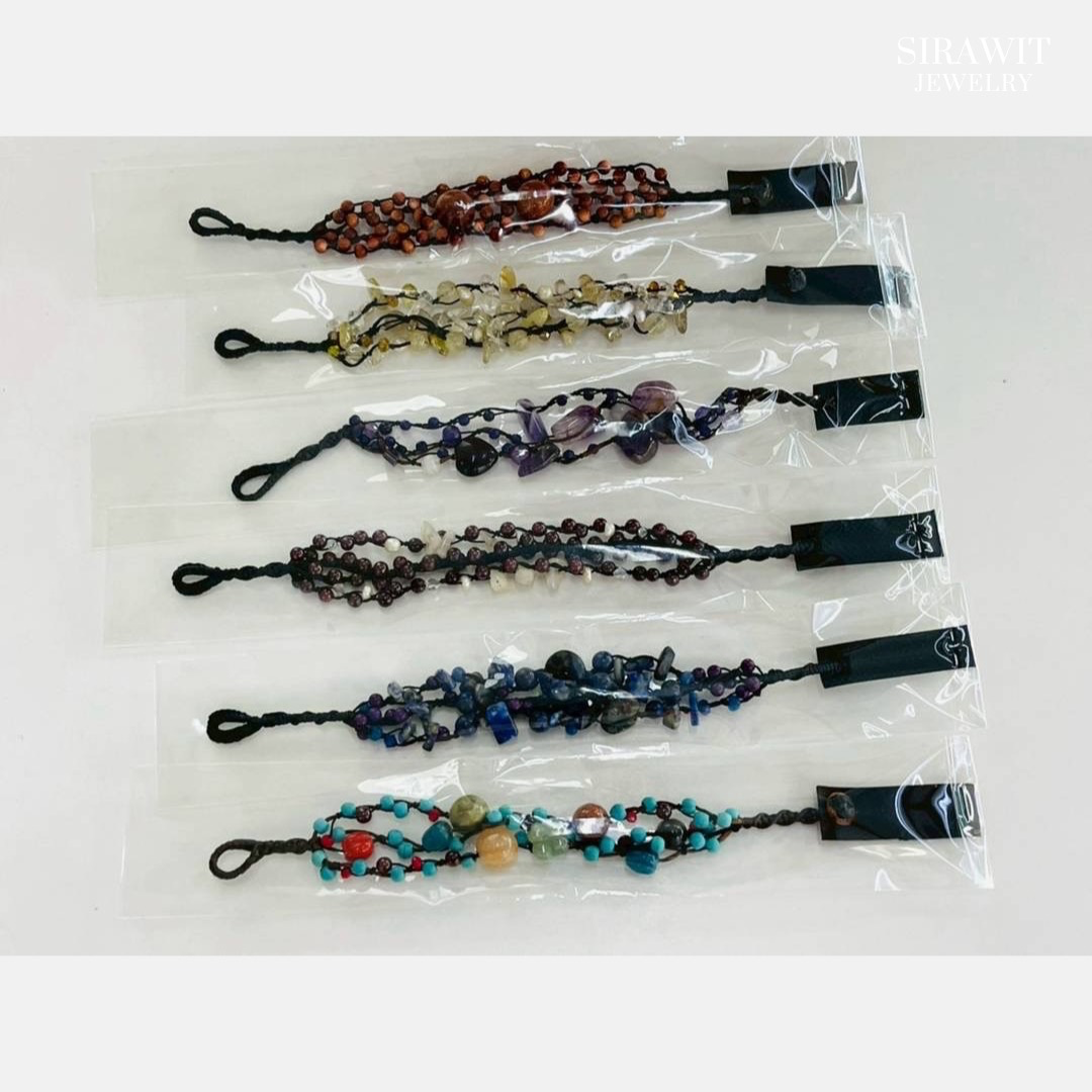 สร้อยข้อมือเชือกถักพลอยแท้หินแท้