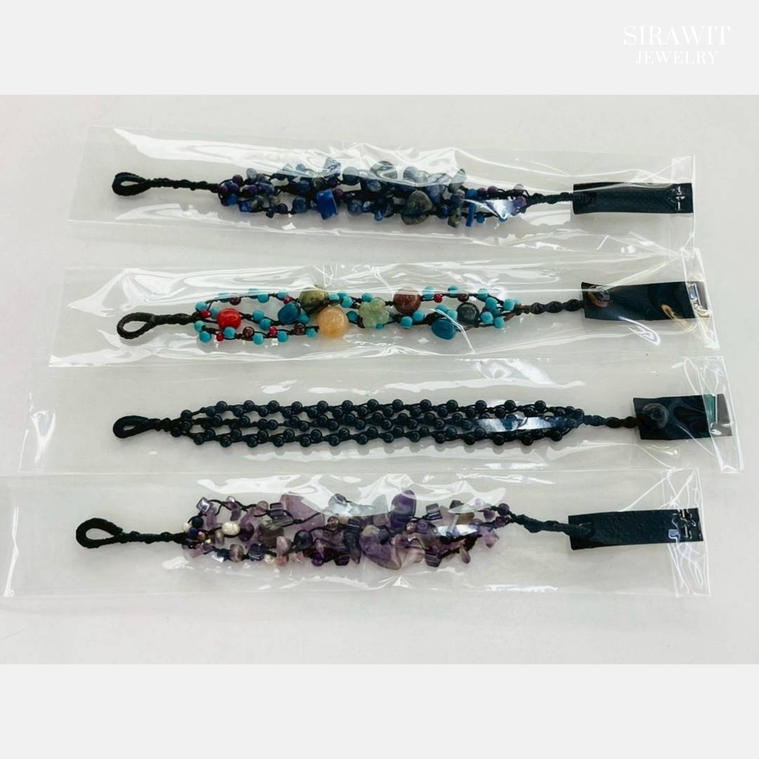 สร้อยข้อมือเชือกถักพลอยแท้หินแท้