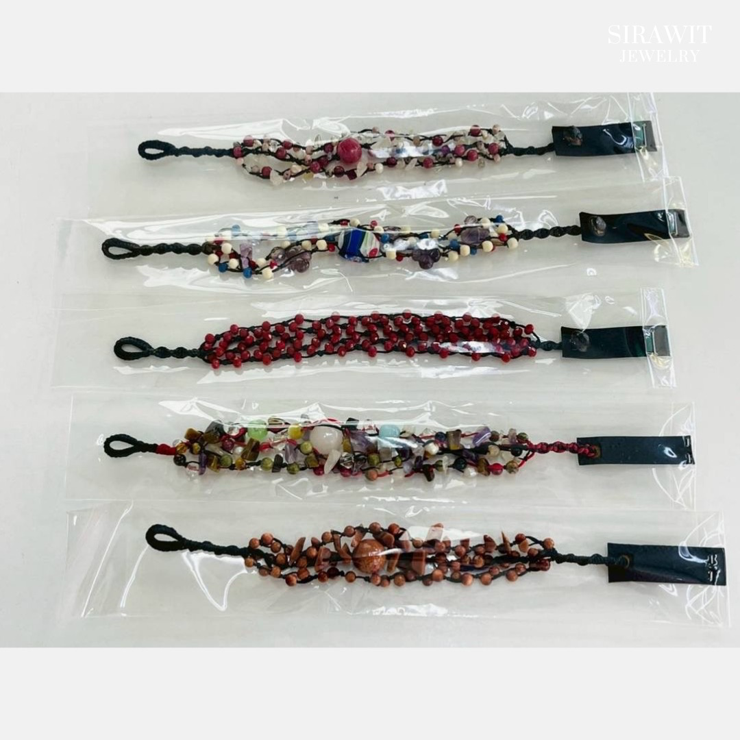 สร้อยข้อมือเชือกถักพลอยแท้หินแท้
