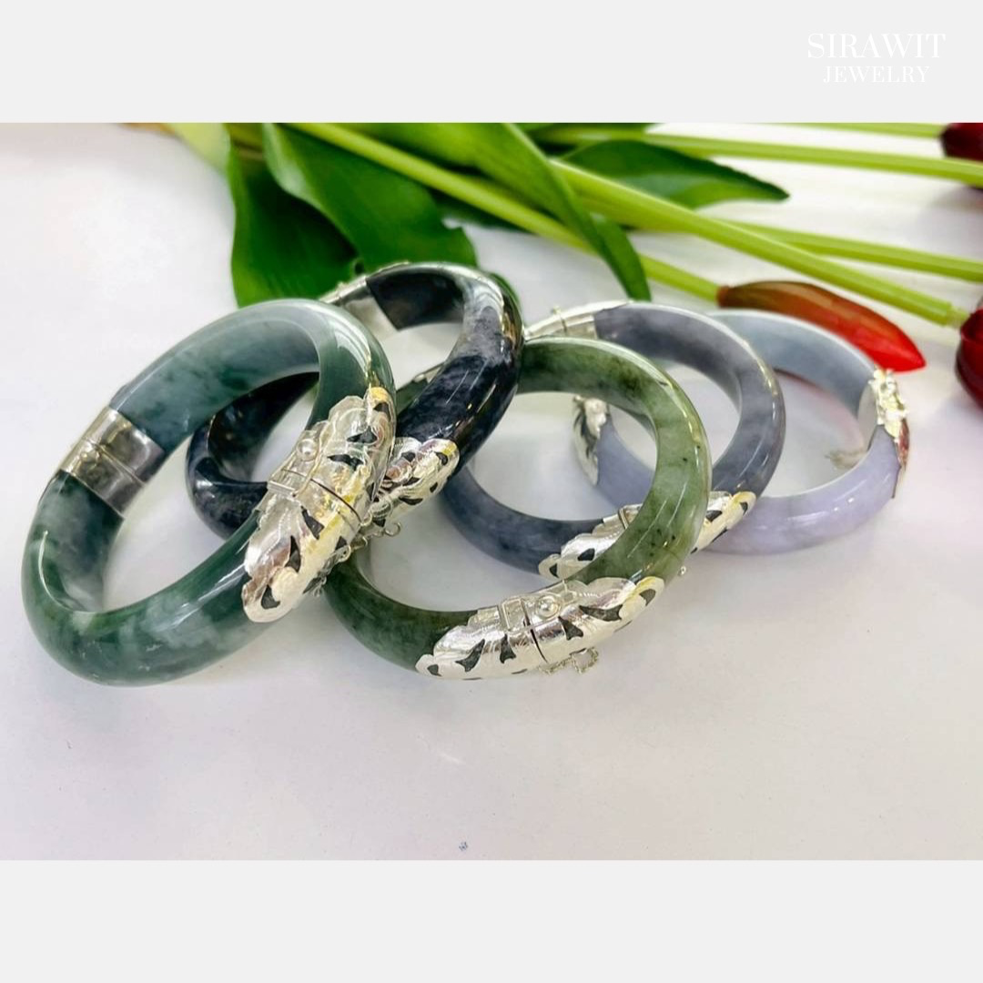 กำไลหยกเงเนแท้