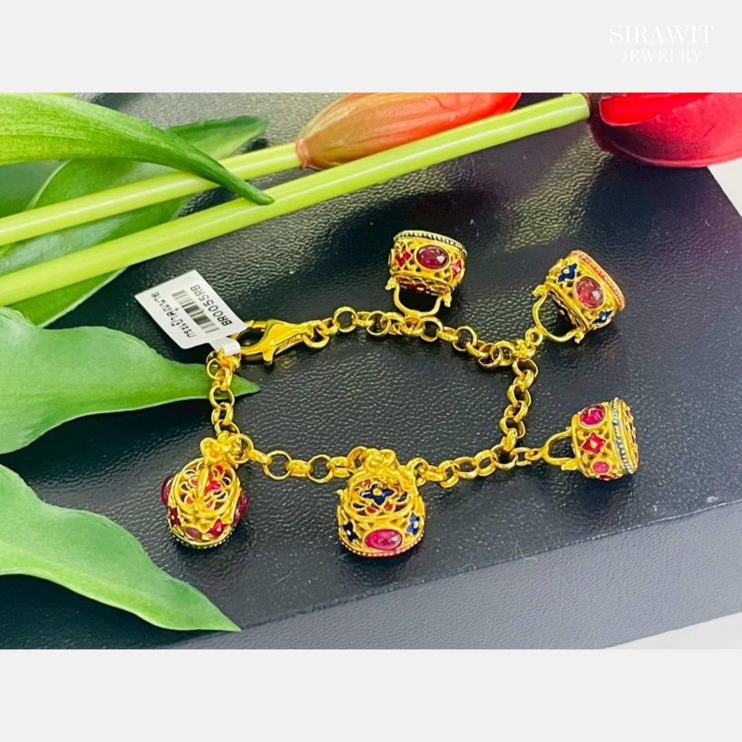 สร้อยข้อมือพลอยลงยาสุโขทัย